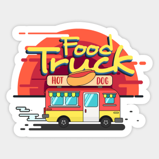 The food truck was enjoying the sunset Sticker